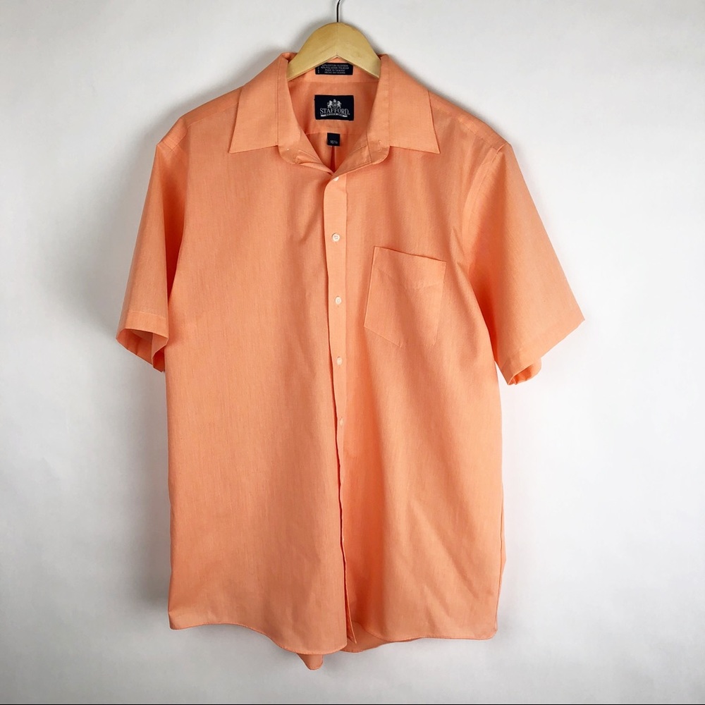 Stanford | 16.5 | Button Front Shirt | Peach
